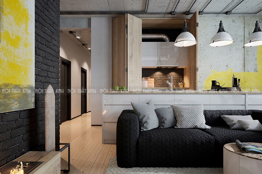 10 phòng khách thiết kế nội thất theo phong cách Industrial Style ấn tượng