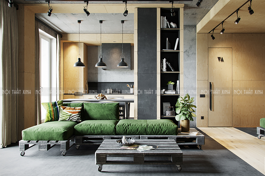 10 phòng khách thiết kế nội thất theo phong cách Industrial Style ấn tượng
