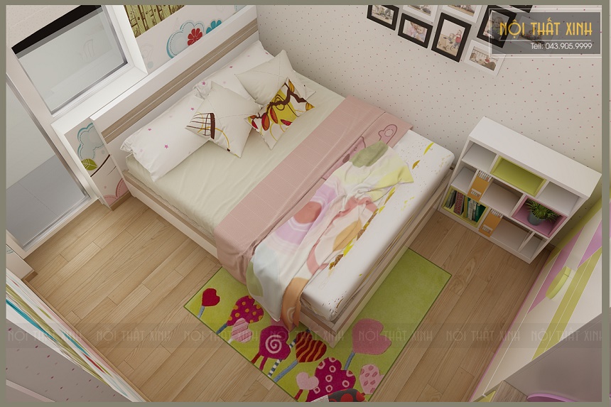 Thiết kế phòng ngủ bé gái nữ tính với gam màu nhẹ nhàng