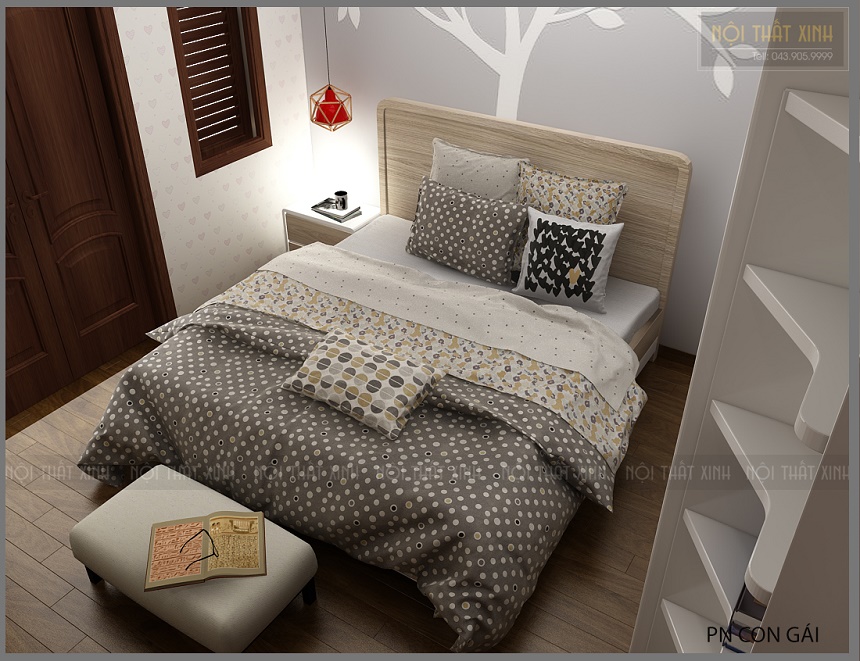 Giường ngủ thiết kế đơn giản không chân với gam màu gỗ sang trọng