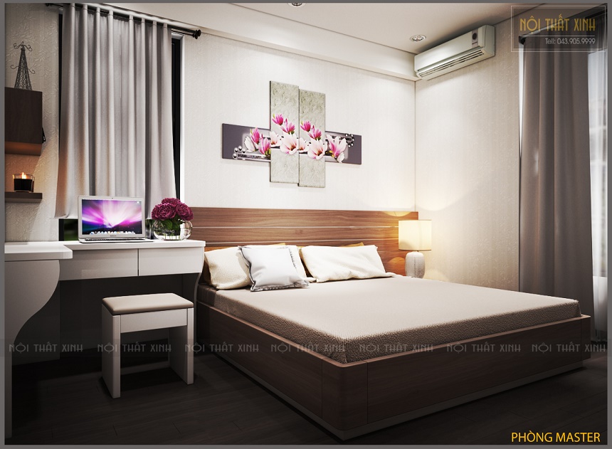 Thiết kế phòng ngủ master hiện đại sáng bừng với gam màu trắng