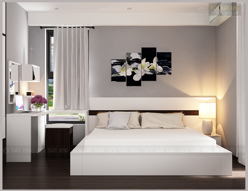 Thiết kế phòng ngủ phong cách hiện đại gam màu trắng