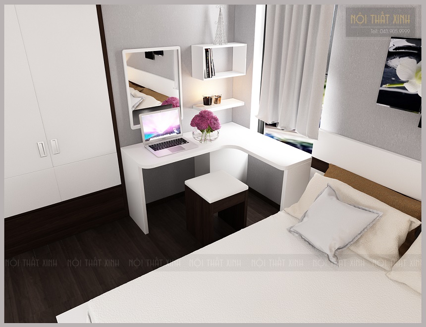 Thiết kế phòng ngủ phong cách hiện đại gam màu trắng