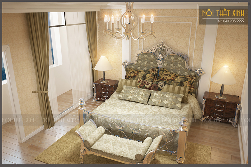 Thiết kế phòng ngủ cao cấp phong cách tân cổ điển Bắc Âu