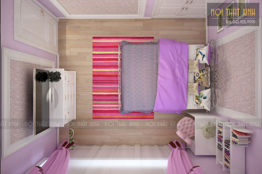 Thiết kế phòng ngủ cho bé gái phong cách cổ điển lãng mạn