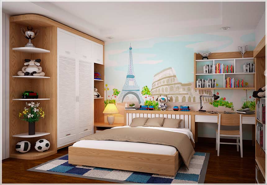 trang trí nội thất phòng ngủ đơn giản, ấn tượng
